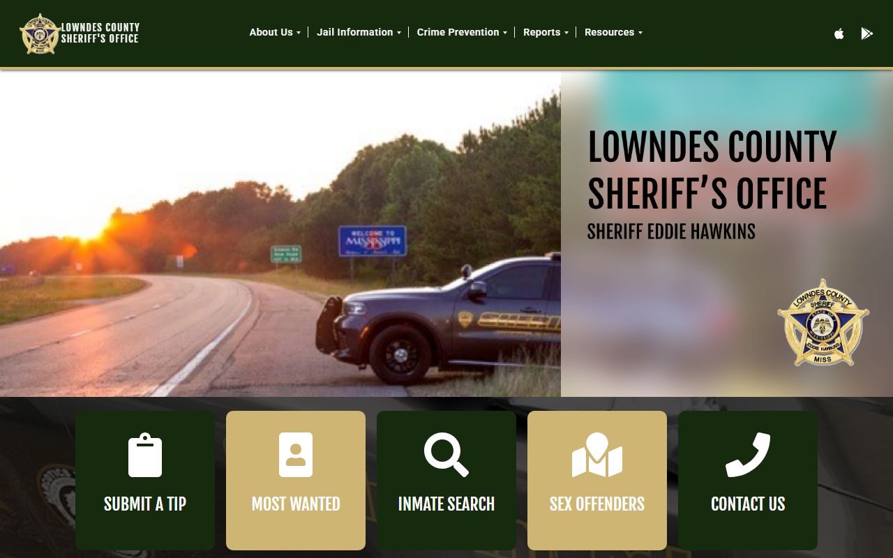 Lowndes County arrest records and Sheriff's Office source
