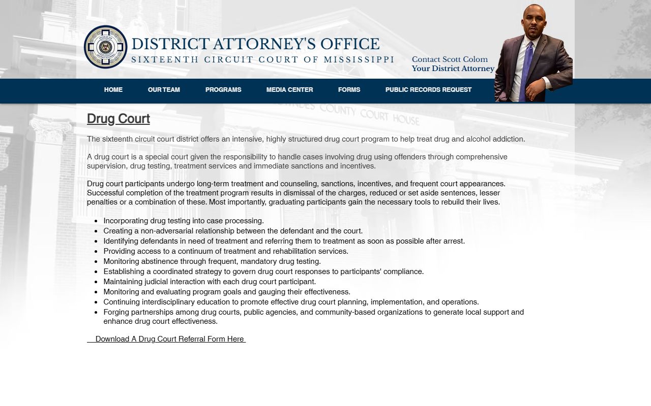 Lowndes County arrest records and court charge drug court program