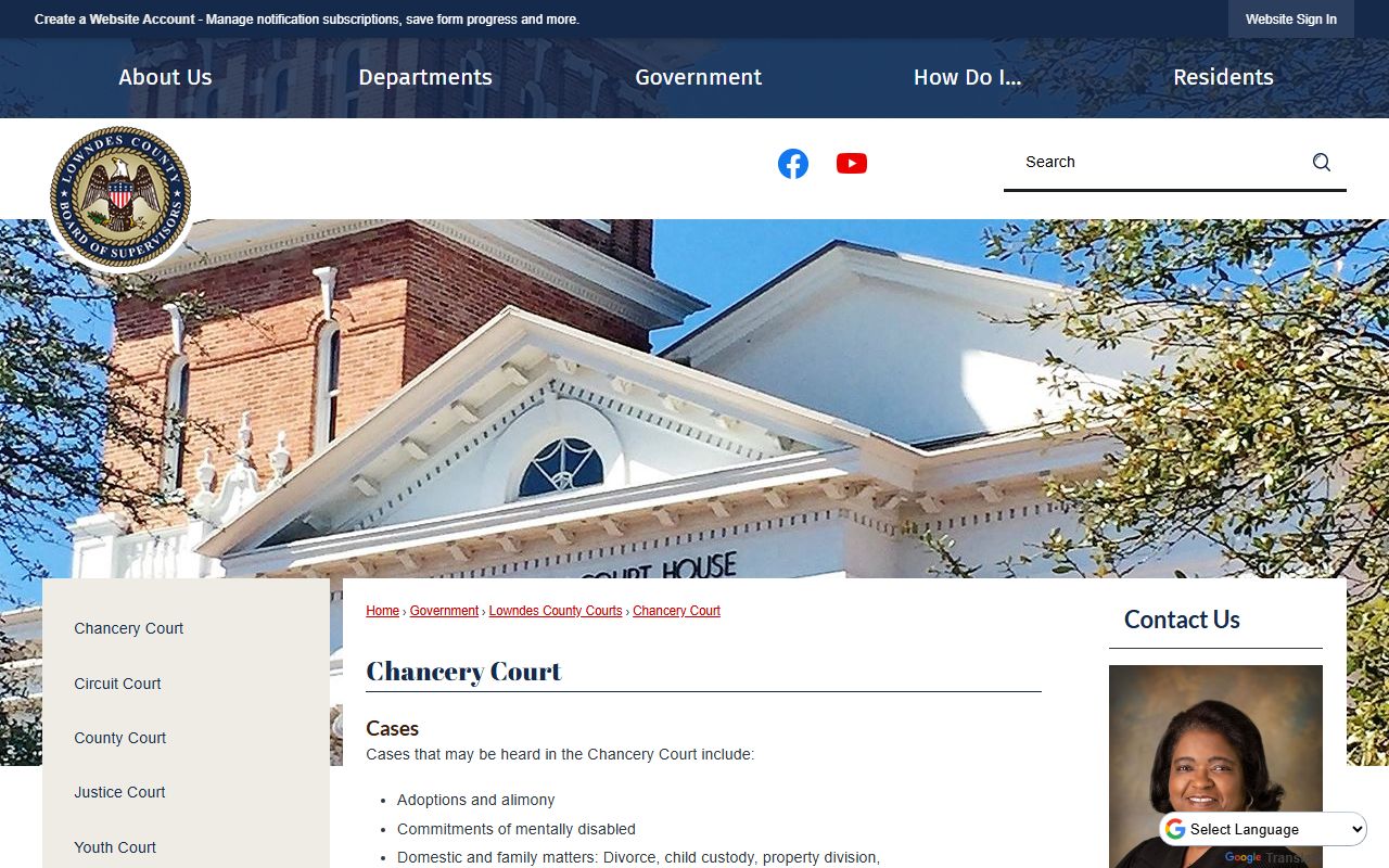 Lowndes County court dockets Chancery Court information page