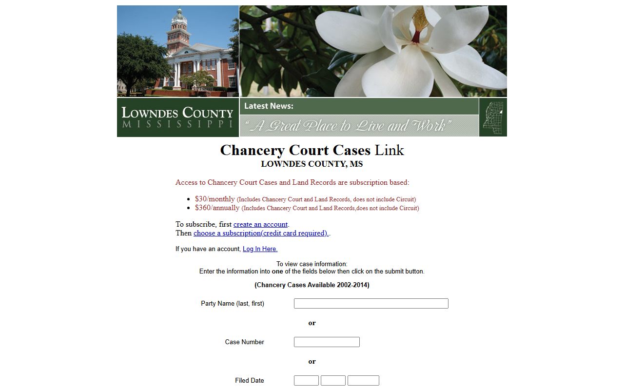Lowndes County chancery court records on the Delta case portal