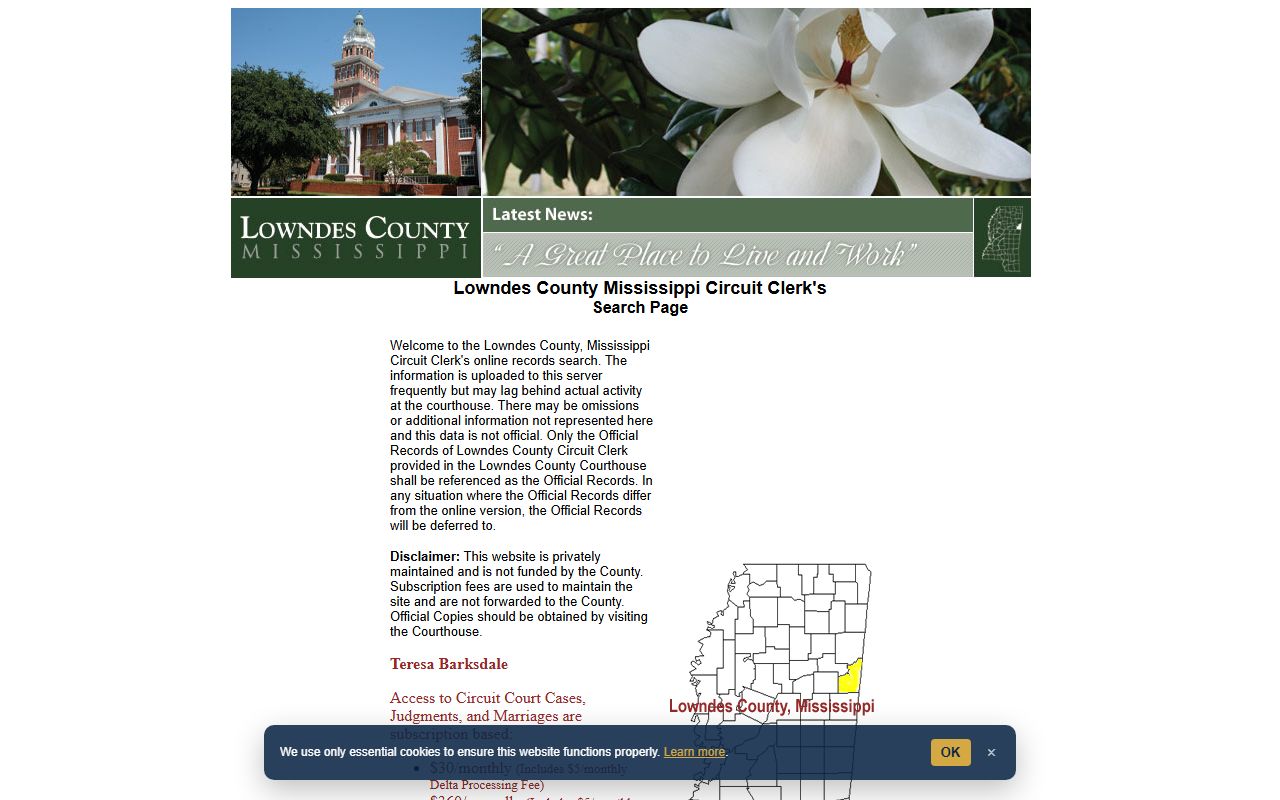 Lowndes County court records on the Delta Circuit Clerk portal