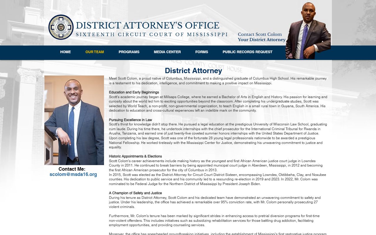 Lowndes County criminal court records District Attorney Scott Colom