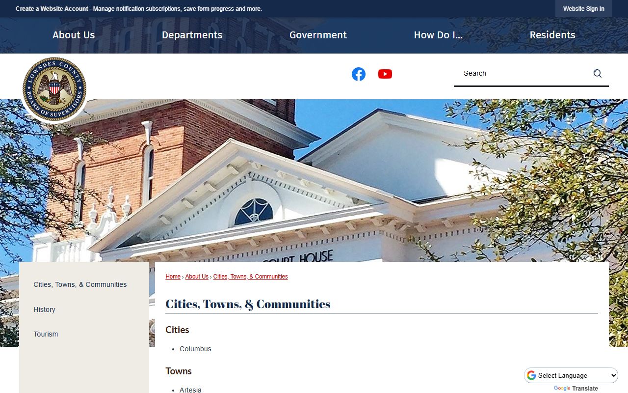 Lowndes County cities and towns map for court records jurisdiction