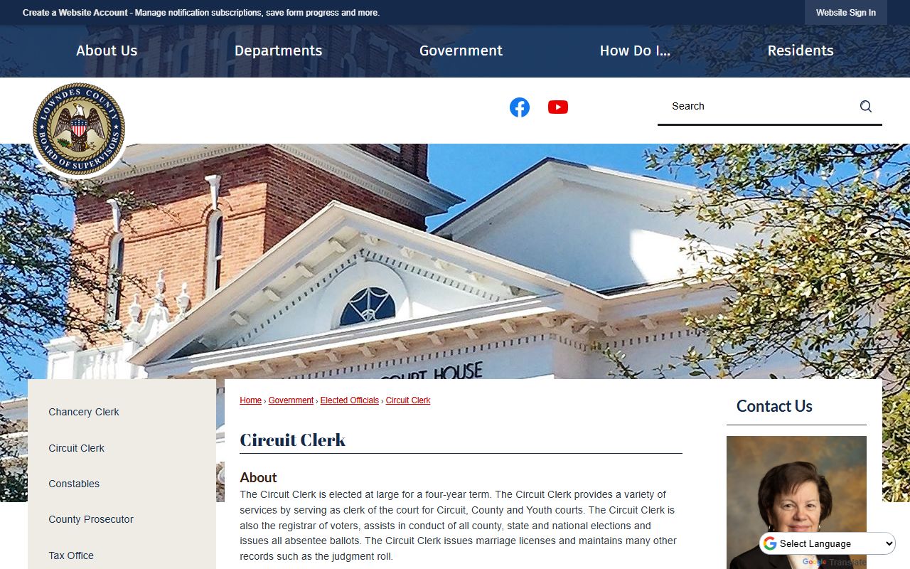Lowndes County marriage records Circuit Clerk office page
